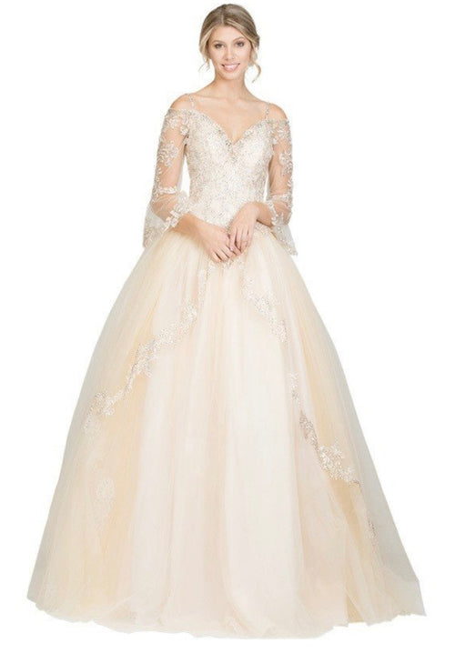 Chicas YM2003 Romantic Formal Royal BallDress Illusion Long Tulle Dress