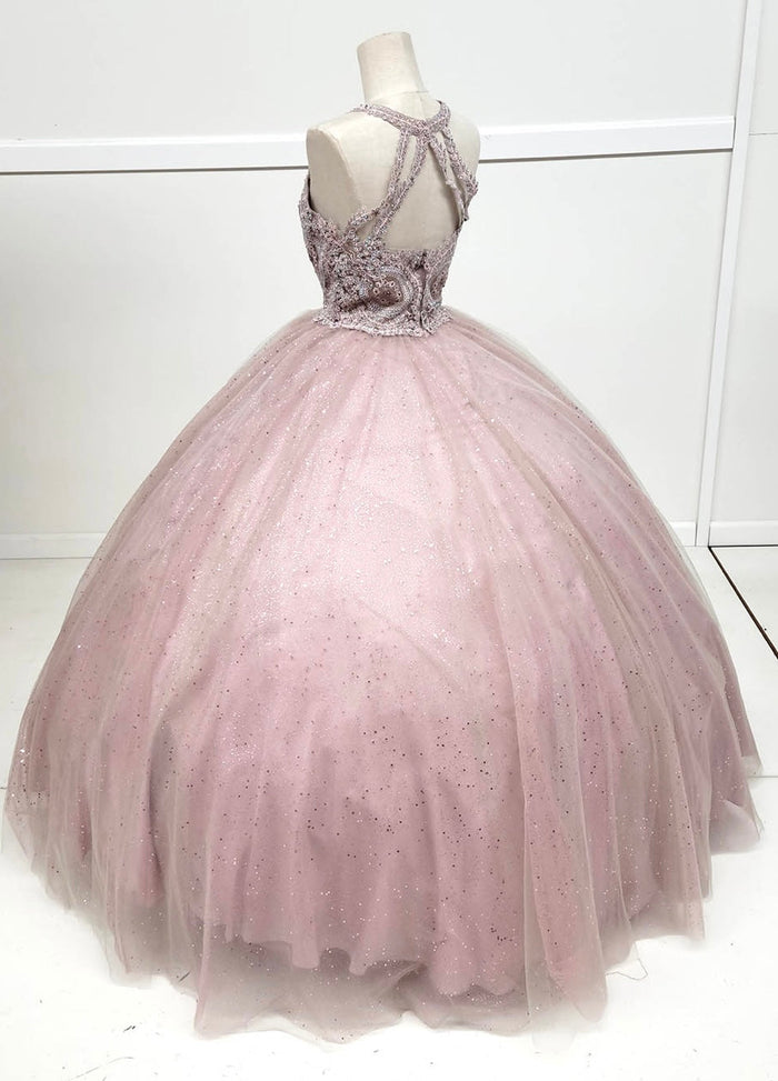 Chicas YG5014 Glitter Formal Wine BallDress Illusion Floor-Length Tulle Dress