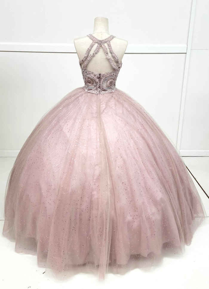 Chicas YG5014 Glitter Formal Wine BallDress Illusion Floor-Length Tulle Dress