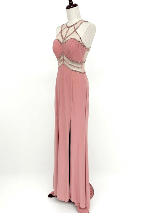 Chicas YG5006 Evening Sheath Illusion Floor-Length Fabric Dress