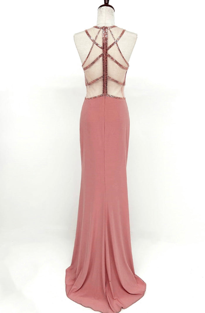 Chicas YG5006 Evening Sheath Illusion Floor-Length Fabric Dress