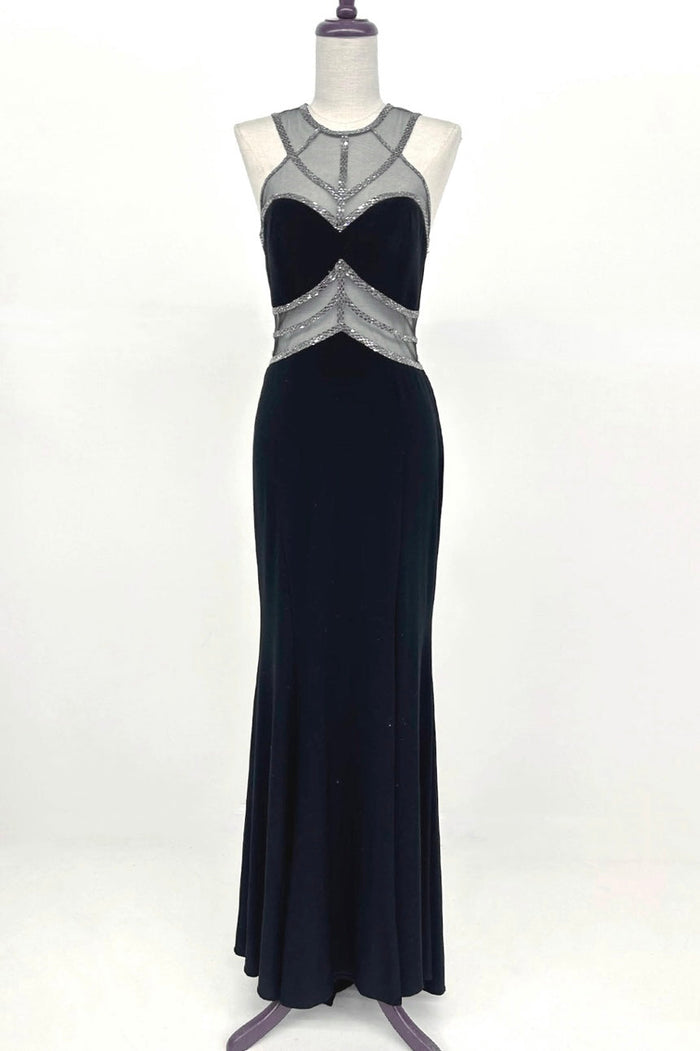 Chicas YG5006 Evening Sheath Illusion Floor-Length Fabric Dress