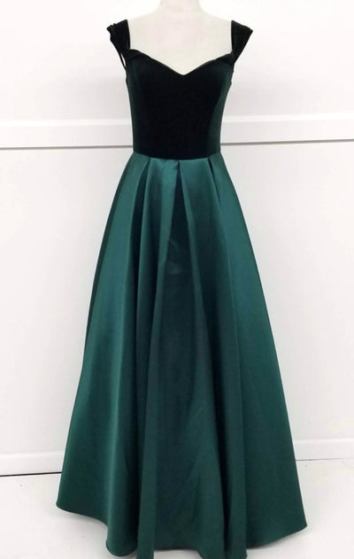 Chicas C7062 Elegant Evening Navy A-Line Sweetheart Floor-Length Satin Dress