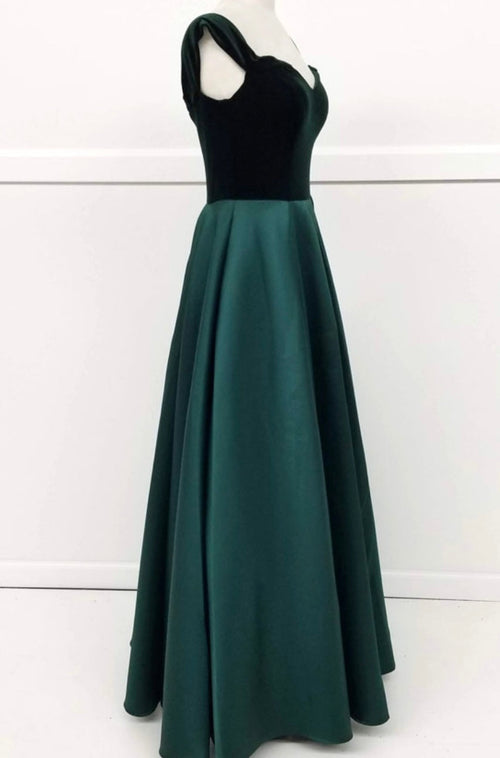 Chicas C7062 Elegant Evening Navy A-Line Sweetheart Floor-Length Satin Dress