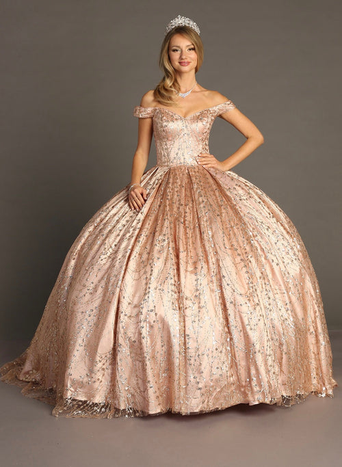 Chicas BT9013 Quinceañera Red BallDress Off-Shoulder Fabric Dress