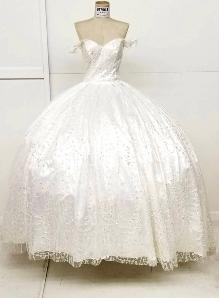 Chicas BT9013 Quinceañera Red BallDress Off-Shoulder Fabric Dress