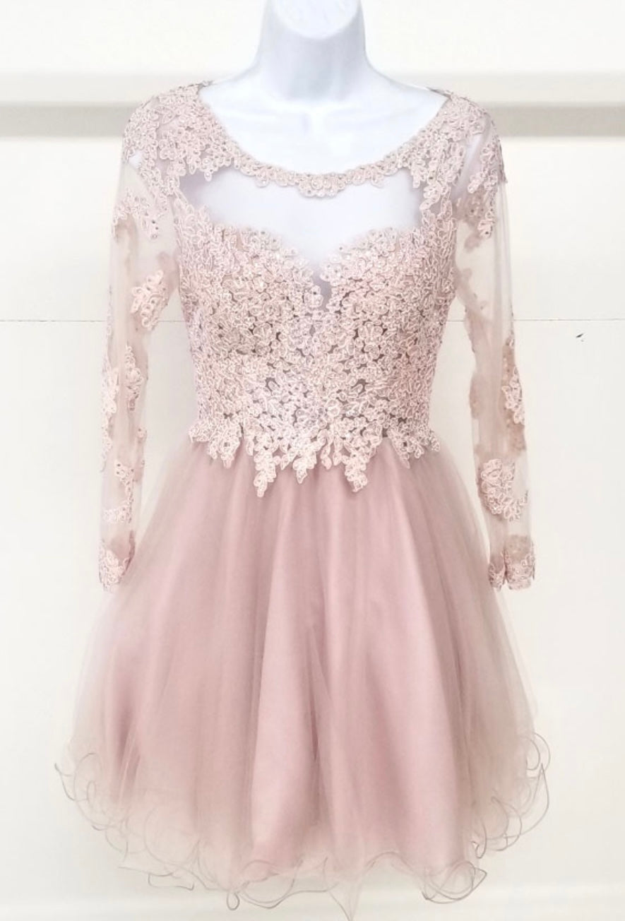 Chicas DM4003 Printed Royal A-Line Illusion Floral Long Tulle Dress