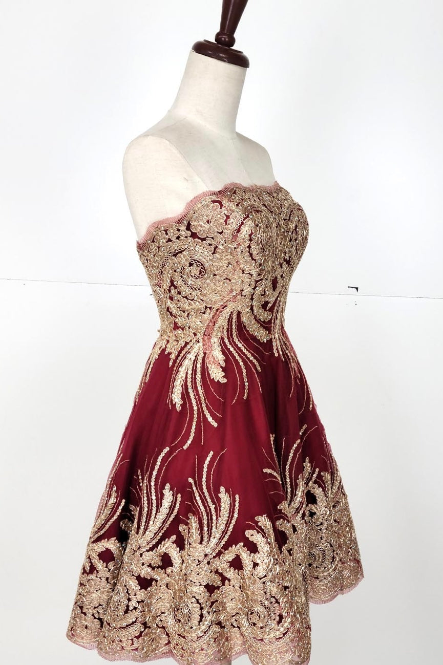 Chicas C1534 Cocktail Royal A-Line Strapless Short Fabric Dress