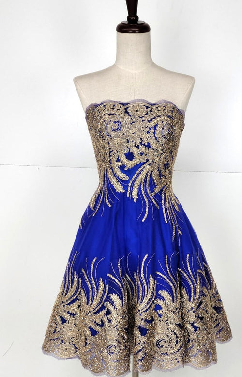 Chicas C1534 Cocktail Royal A-Line Strapless Short Fabric Dress