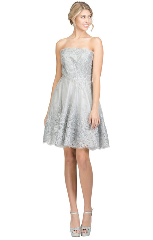 Chicas C1534 Cocktail Royal A-Line Strapless Short Fabric Dress