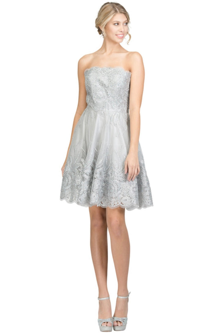 Chicas C1534 Cocktail Royal A-Line Strapless Short Fabric Dress