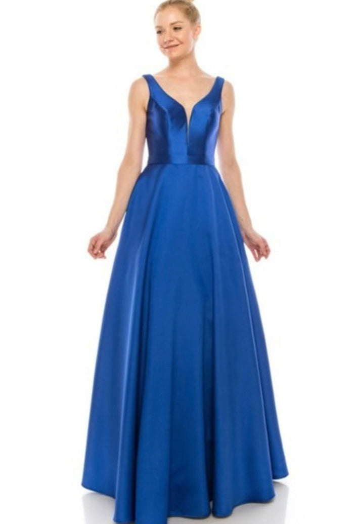 Chicas C9188 Elegant Prom BallDress Pocket Strappy Style Satin Dress