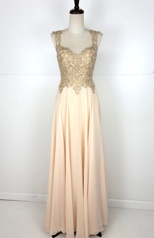 Chicas C9156 Formal Black Illusion Floor-Length Chiffon Dress