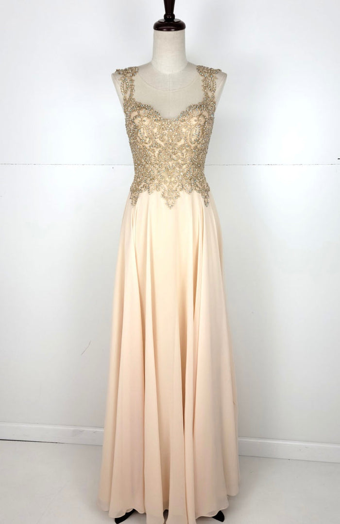 Chicas C9156 Formal Black Illusion Floor-Length Chiffon Dress
