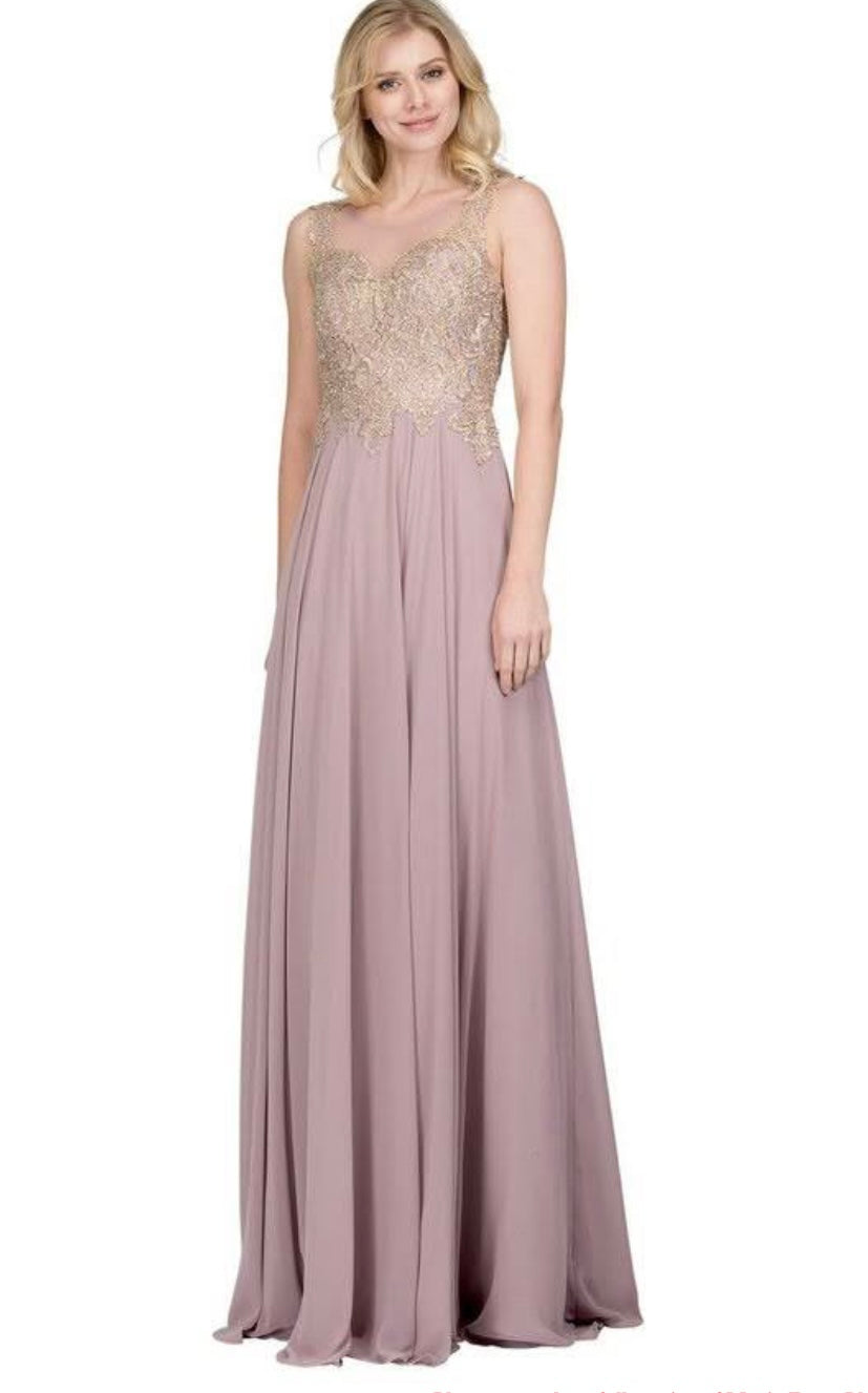 Chicas C9156 Formal Black Illusion Floor-Length Chiffon Dress