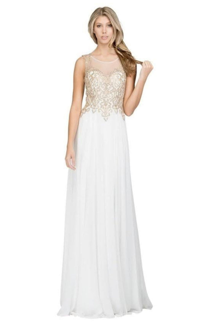 Chicas C9156 Formal Black Illusion Floor-Length Chiffon Dress