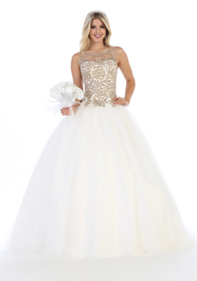 Chicas C9161 Formal Red BallDress Illusion Floor-Length Tulle Dress