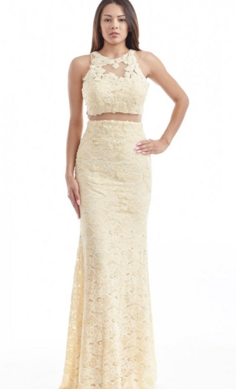 Chicas CR4225 Prom Black Mermaid Illusion Floor-Length Lace Dress