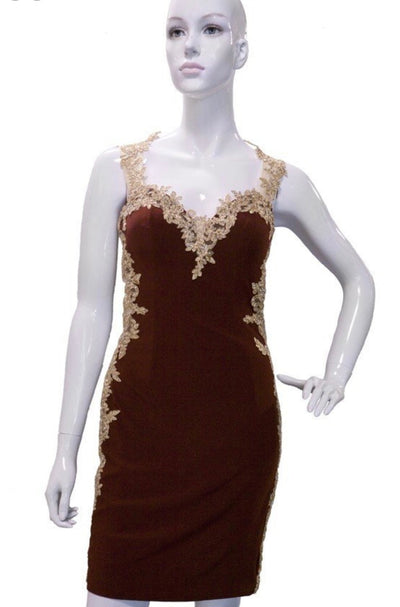 Chicas C3267 Cocktail Black Sweetheart Short Appliqué Lace Dress