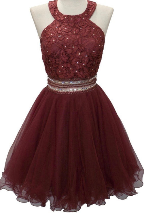 Chicas C3263 Party Blue Halter Short Beaded Style Tulle Dress