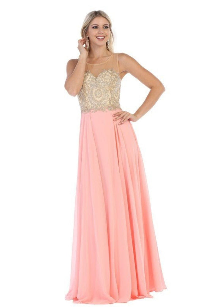 Chicas C3320 Evening Navy A-Line Sweetheart Floor-Length Chiffon Dress