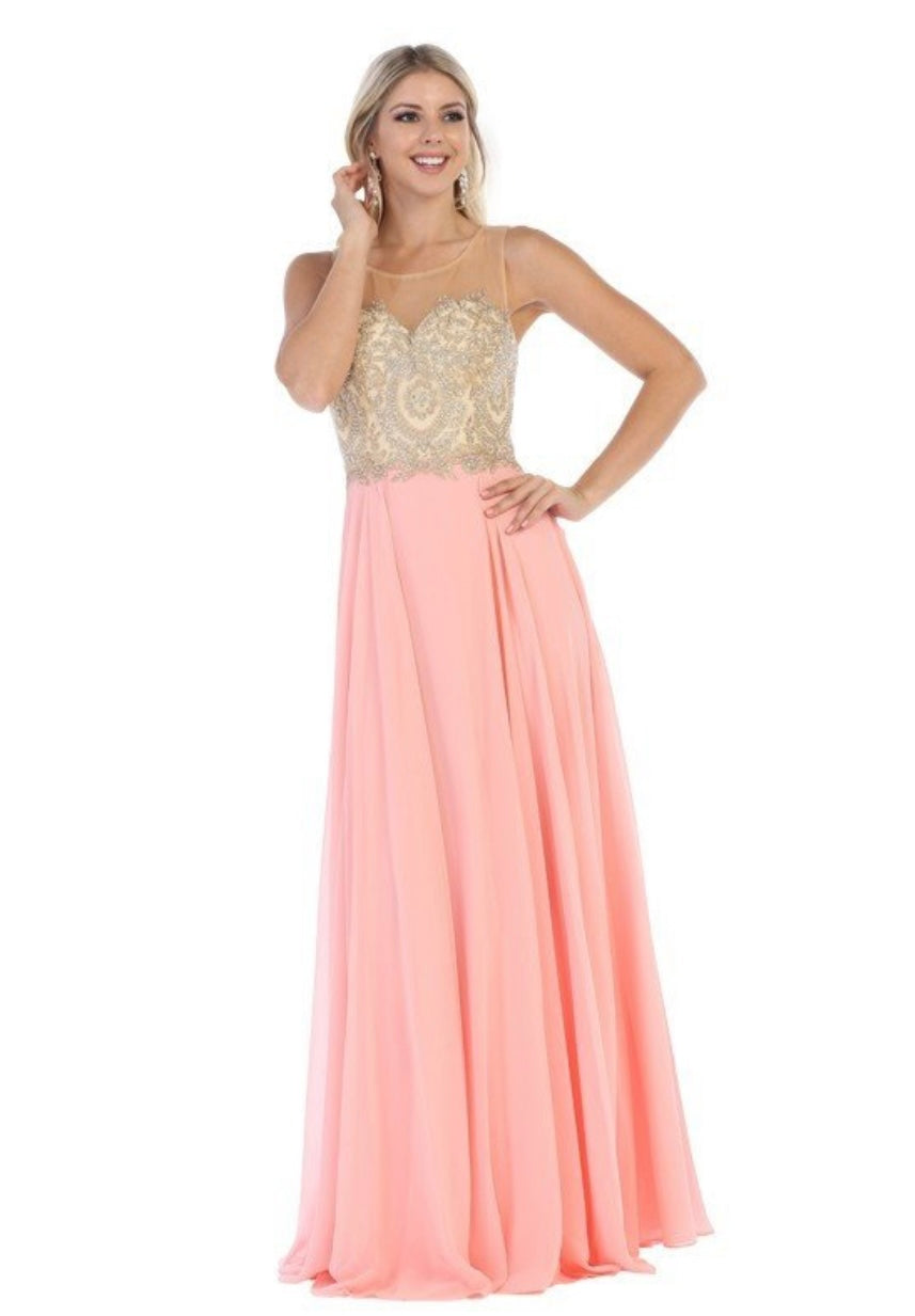 Chicas C3320 Evening Navy A-Line Sweetheart Floor-Length Chiffon Dress