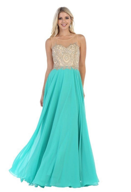 Chicas C3320 Evening Navy A-Line Sweetheart Floor-Length Chiffon Dress