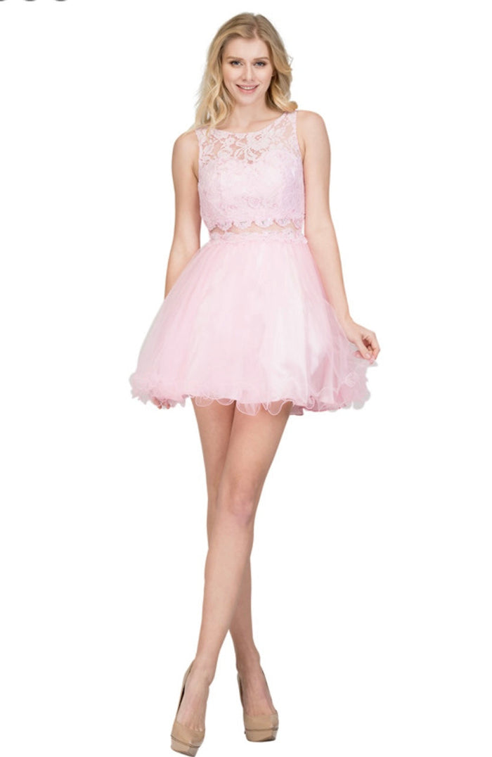 Chicas C1107 Elegant Party Black Illusion Short Beaded Tulle Dress