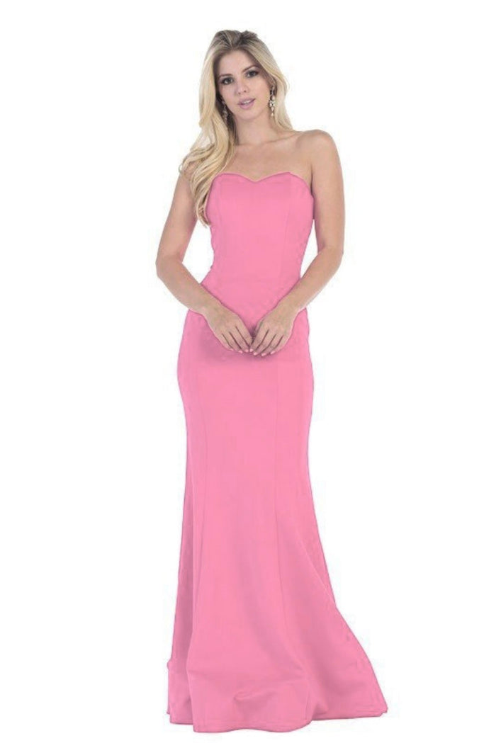 Chicas C011 Elegant Evening Red Strapless Style Fabric Dress