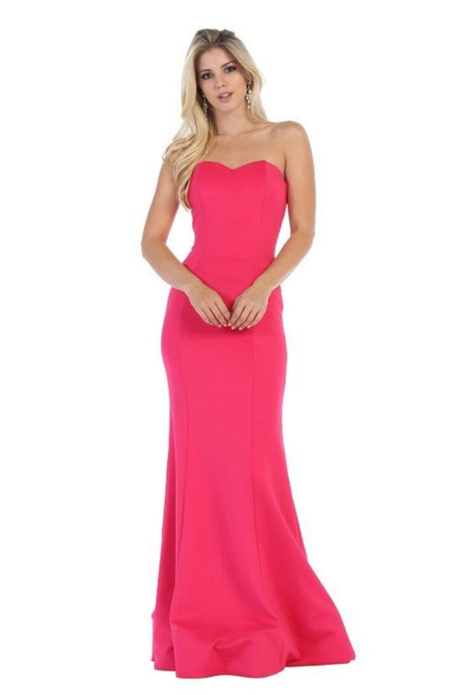 Chicas C011 Elegant Evening Red Strapless Style Fabric Dress