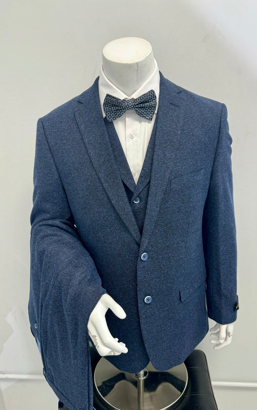 Sean Alexander 3Pc Suit Navy Tweed