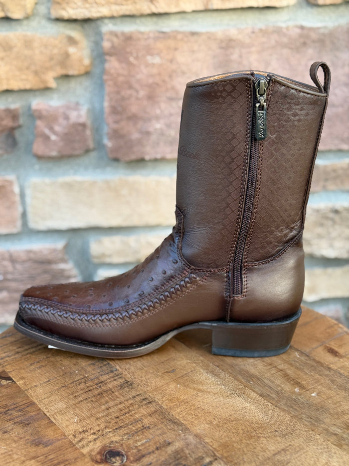 Men's Los Altos Ostrich 7X Toe Ankle Boots Brown