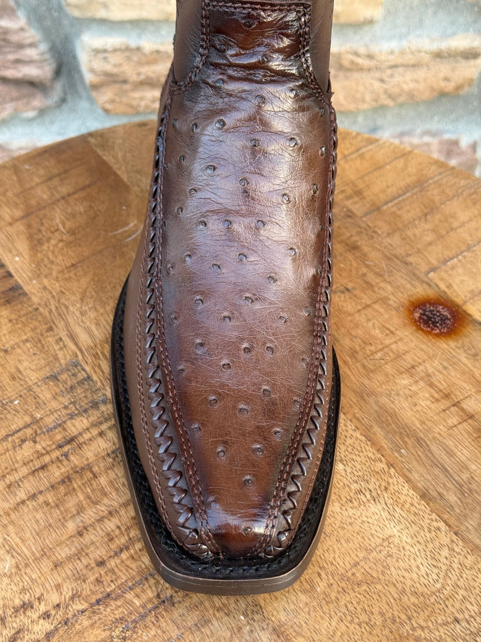 Men's Los Altos Ostrich 7X Toe Ankle Boots Brown