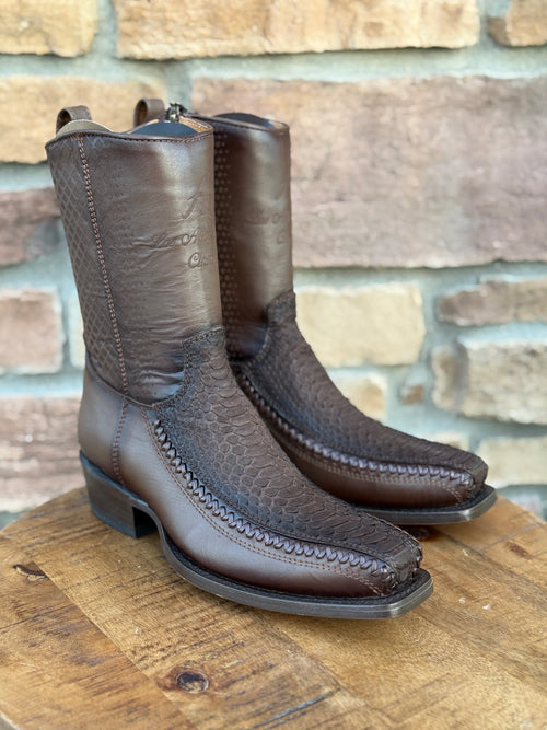 Men's Los Altos Python 7X Toe Ankle Boots Matte Brown