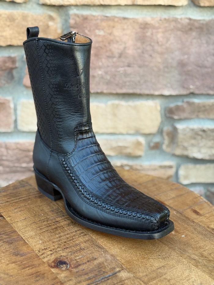 Men's Los Altos Caiman Belly 7X Toe Ankle Boots Black