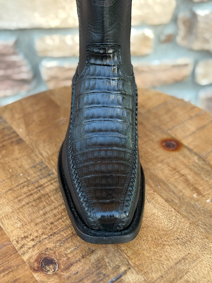 Men's Los Altos Caiman Belly 7X Toe Ankle Boots Black