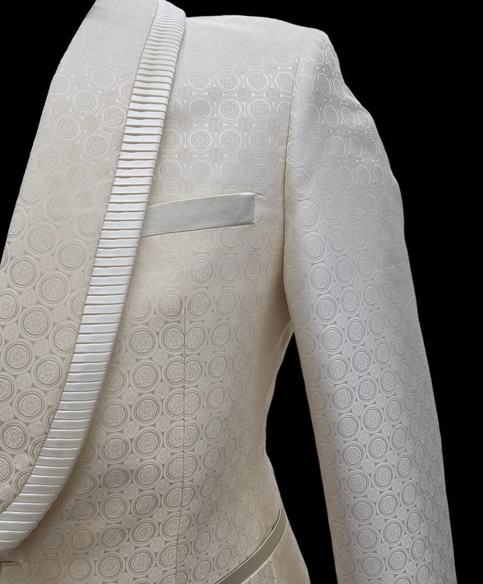 Ivory Tuxedo - Cream Wedding Suit - Off White Groom Shawl Lapel Suit