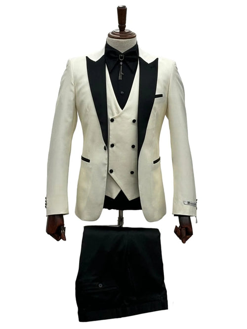 Ivory Tuxedo - Cream Wedding Suit - Off White Groom 1 Button Suit by PROMTUXEDO