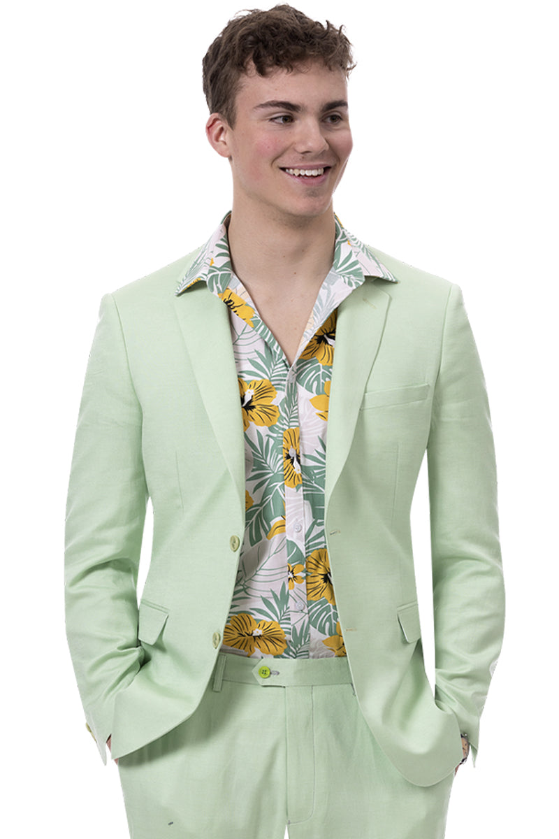 Men's Modern Fit Casual Summer Linen Suit in Mint Green – SuitUSA
