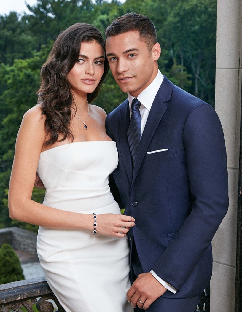 Mens Designer Collin One Button Wedding and Prom Tuxedo Navy - Men's Tuxedo USA – SuitUSA