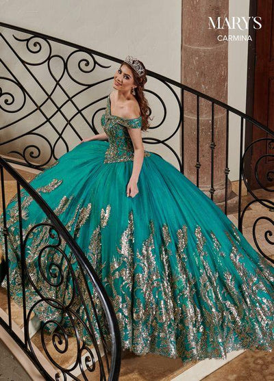 Off Shoulder Beaded Corset Tulle Ball Gown with Cape Quinceañera Dress by Rachel Allan MQ1075