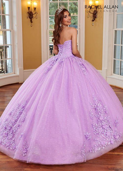 Off-Shoulder Sweetheart 3D Floral Lace Appliqué Tulle Over Lace Ball Gown by Rachel Allan RQ1112