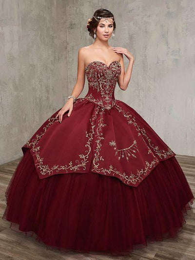 Sweetheart Strapless Embroidered Ball Gown with Bolero Quinceañera Dress by Rachel Allan 4Q516