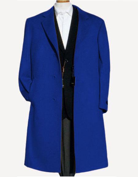 Royal Blue ~ Indigo ~ Saphire ~ Bright Blue Soft Wool Overcoat Winter Men's Topcoat Sale USA Men's Outlet