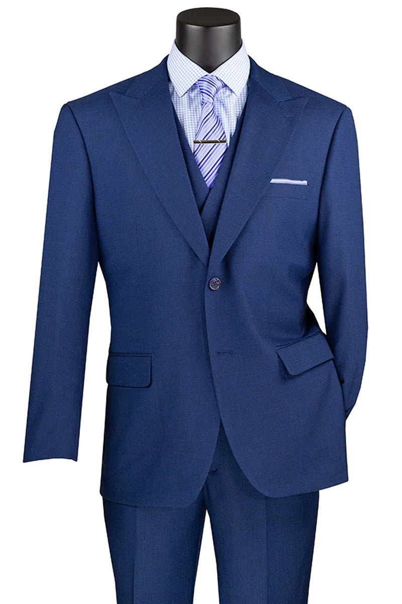 Sharkskin Men's Suit with Double Breasted Vest - Summer Tan by Vinci
