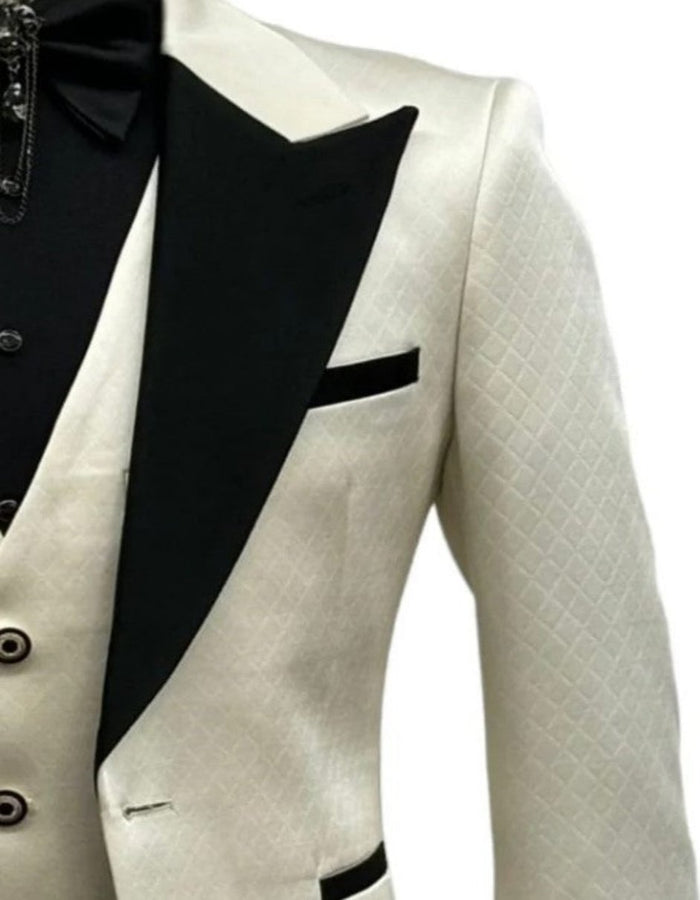 Ivory Wedding Suit - Cream Tuxedo Suit Slim Fit - Ivory Dinner Jacket Plus Pants USA Men's Outlet