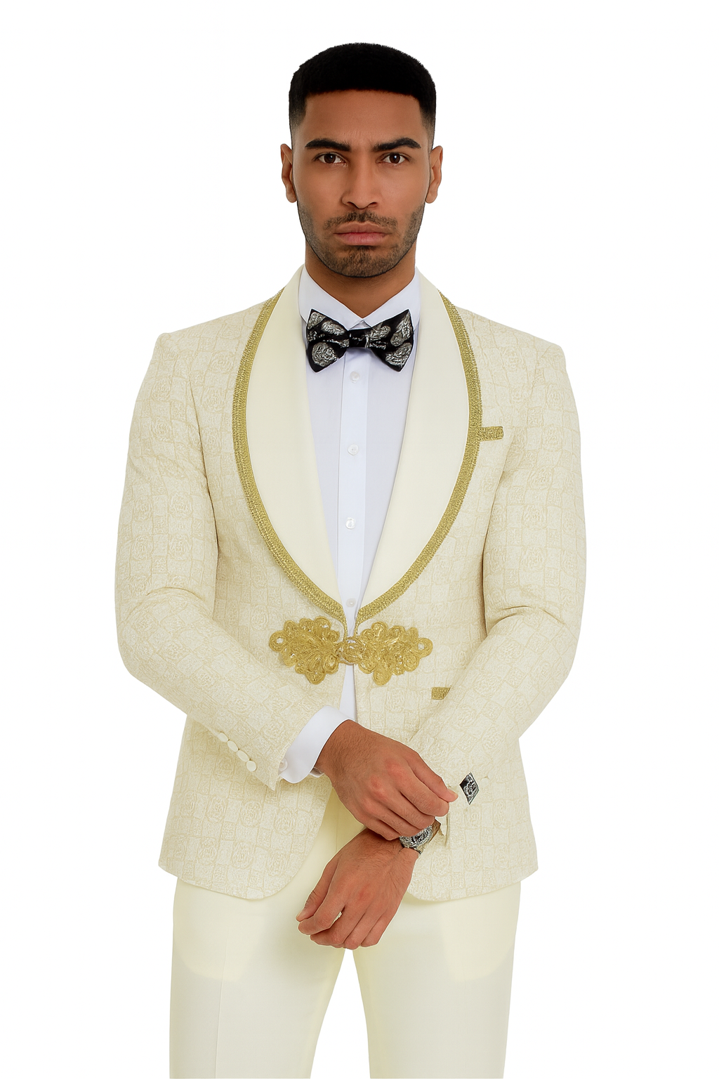 2026 Ivory and Gold 2pc Men's Suit by Tazzio