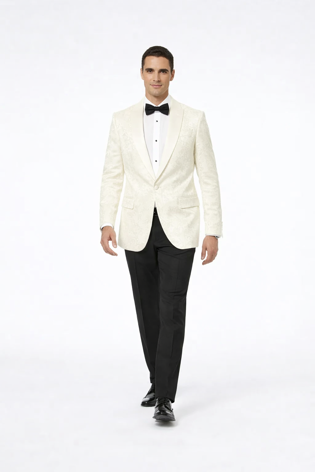 Ivory Paisley Tuxedo Blazer with Shawl Lapel – Stylish Wedding, Groom & Prom Jacket