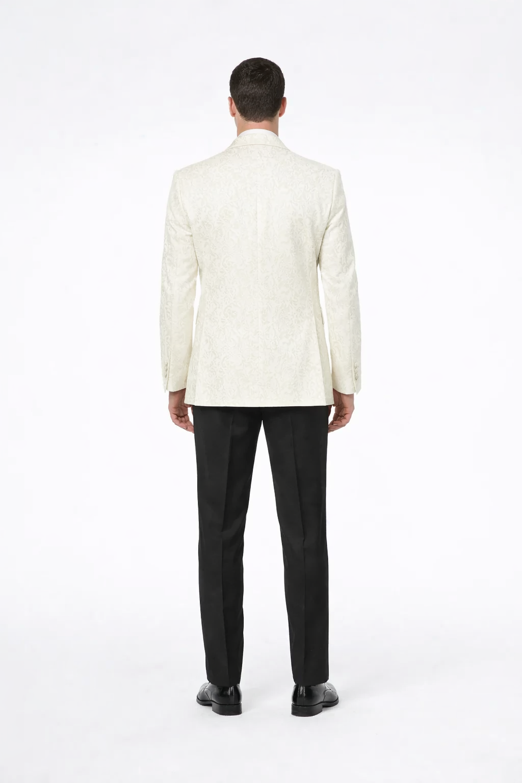 Ivory Paisley Tuxedo Blazer with Shawl Lapel – Stylish Wedding, Groom & Prom Jacket