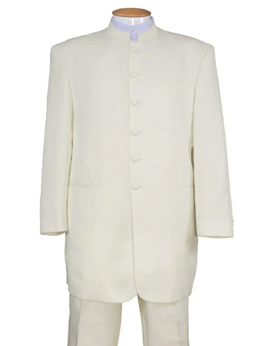 Cheap Tuxedos - Affordable Prom Suit - Mens Long Mandarin Collar Zoot Ivory Tuxedo Suit